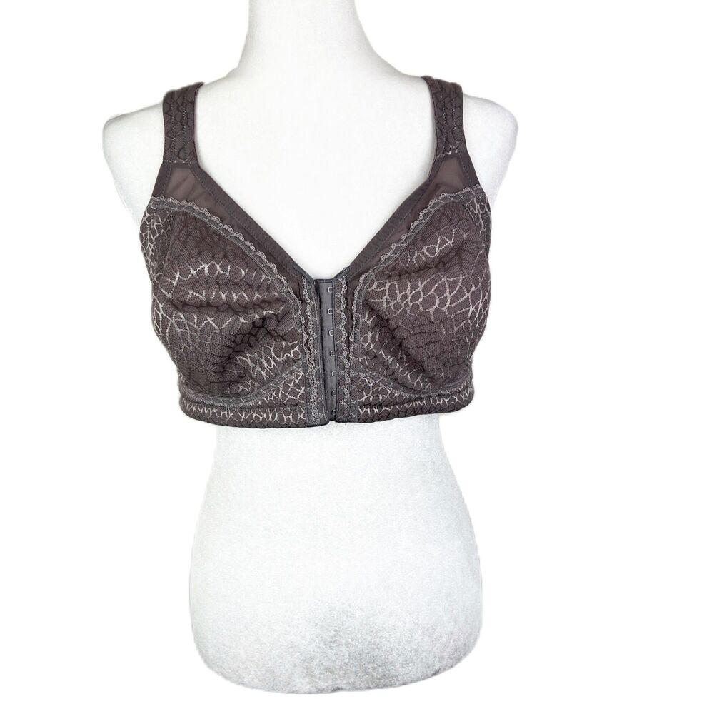 Unbranded Bra Women 38DD Grey Floral Lace Unpadded Wireless Bra